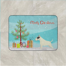 Load image into Gallery viewer, Black and White Bull Terrier Christmas Tree Machine Washable Memory Foam Mat CK3527RUG