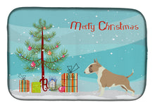Load image into Gallery viewer, Fawn and White Bull Terrier Christmas Tree Dish Drying Mat – Absorbent, Artistic Kitchen Essentials CK3528DDM