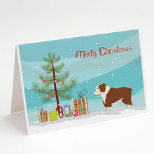 Load image into Gallery viewer, English Bulldog Christmas Tree Greeting Cards -  Blank Note Cards – 8-Pack of Artist-Designed Cards with Envelopes