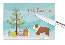 Load image into Gallery viewer, English Bulldog Christmas Tree Glass Cutting Boards – Durable, Decorative Kitchen Art Large CK3536LCB