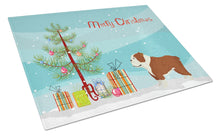 Load image into Gallery viewer, English Bulldog Christmas Tree Glass Cutting Boards – Durable, Decorative Kitchen Art Large CK3536LCB