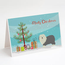 Load image into Gallery viewer, Old English Sheepdog Christmas Tree Greeting Cards -  Blank Note Cards – 8-Pack of Artist-Designed Cards with Envelopes