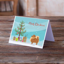 Load image into Gallery viewer, Pomeranian Christmas Tree Greeting Cards -  Blank Note Cards – 8-Pack of Artist-Designed Cards with Envelopes