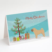 Load image into Gallery viewer, Shar Pei Christmas Tree Greeting Cards -  Blank Note Cards – 8-Pack of Artist-Designed Cards with Envelopes