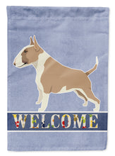 Load image into Gallery viewer, Fawn and White Bull Terrier Welcome Flag Canvas House Size CK3587CHF