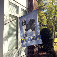 Load image into Gallery viewer, Black and White Elo dog Welcome Flag Canvas House Size CK3644CHF