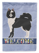 Load image into Gallery viewer, Black and White Elo dog Welcome Garden Flag - Outdoor Decorative Yard Flag CK3644GF