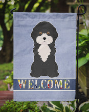 Load image into Gallery viewer, Black and White Cyprus Poodle Welcome Garden Flag – Decorative Outdoor Yard Flag CK3689GF