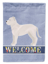 Load image into Gallery viewer, White Bullboxer Welcome Garden Flag – Decorative Outdoor Yard Flag CK3714GF