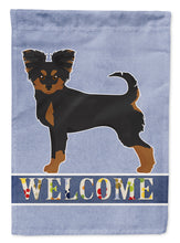Load image into Gallery viewer, Black and Tan Chion Welcome Garden Flag – Decorative Outdoor Yard Flag CK3719GF