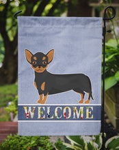 Load image into Gallery viewer, Black and Tan Chiweenie Welcome Garden Flag – Decorative Outdoor Yard Flag CK3722GF
