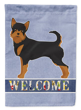 Load image into Gallery viewer, Black and Tan Chorkie Welcome Flag Canvas House Size CK3723CHF