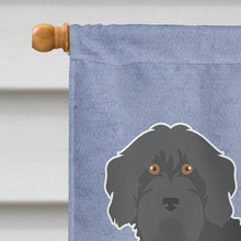 Load image into Gallery viewer, Black Labradoodle Welcome Flag Canvas House Size CK3753CHF