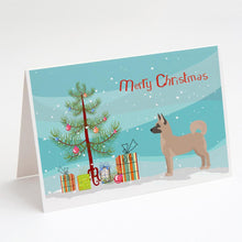 Load image into Gallery viewer, Akita Shepherd Christmas Tree Greeting Cards -  Blank Note Cards – 8-Pack of Artist-Designed Cards with Envelopes