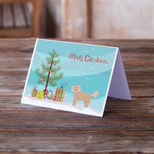 Load image into Gallery viewer, Bichpoo Christmas Tree Greeting Cards -  Blank Note Cards – 8-Pack of Artist-Designed Cards with Envelopes