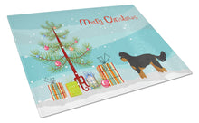 Load image into Gallery viewer, Black and Tan Cavapoo Christmas Tree Glass Cutting Boards – Durable, Decorative Kitchen Art Large CK3811LCB