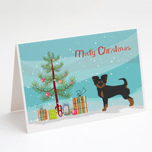 Load image into Gallery viewer, Black and Tan Chion Christmas Tree Greeting Cards -  Blank Note Cards – 8-Pack of Artist-Designed Cards with Envelopes