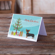 Load image into Gallery viewer, Black and Tan Chiweenie Christmas Tree Greeting Cards -  Blank Note Cards – 8-Pack of Artist-Designed Cards with Envelopes