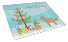 Load image into Gallery viewer, Tan Cockapoo Christmas Tree Glass Cutting Boards – Durable, Decorative Kitchen Art Large CK3822LCB