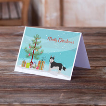 Load image into Gallery viewer, Corgi Husky Mix #2 Christmas Tree Greeting Cards -  Blank Note Cards – 8-Pack of Artist-Designed Cards with Envelopes
