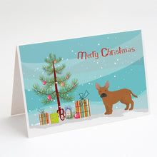 Load image into Gallery viewer, Tan French Bulldog Pit Bull Mix Christmas Tree Greeting Cards -  Blank Note Cards – 8-Pack of Artist-Designed Cards with Envelopes