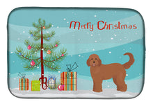 Load image into Gallery viewer, Tan Goldendoodle Christmas Tree Dish Drying Mat – Absorbent, Artistic Kitchen Essentials CK3839DDM