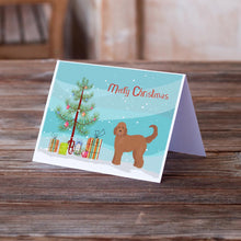 Load image into Gallery viewer, Tan Goldendoodle Christmas Tree Greeting Cards -  Blank Note Cards – 8-Pack of Artist-Designed Cards with Envelopes