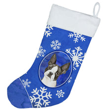 Load image into Gallery viewer, Boston Terrier Winter Snowflakes Christmas Stocking CK3924CS