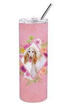 Load image into Gallery viewer, Afghan Hound Pink Flowers Double Walled Stainless Steel 20 oz Skinny Tumbler CK4110TBL20