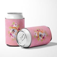 Load image into Gallery viewer, Akita Pink Flowers Can or Bottle Hugger CK4111CC