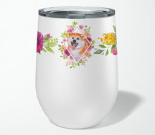 Load image into Gallery viewer, Akita Pink Flowers Stainless Steel 12 oz Stemless Wine Glass CK4111TBL12