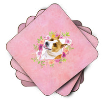 Load image into Gallery viewer, Bull Terrier Pink Flowers Coasters - Set of 4 Lightweight Foam, Absorbent Drink Coasters  CK4114FC
