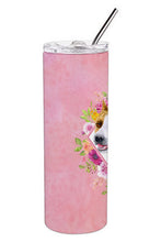 Load image into Gallery viewer, Bull Terrier Pink Flowers Double Walled Stainless Steel 20 oz Skinny Tumbler CK4114TBL20