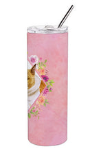 Load image into Gallery viewer, Bull Terrier Pink Flowers Double Walled Stainless Steel 20 oz Skinny Tumbler CK4114TBL20