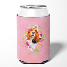 Load image into Gallery viewer, Basset Hound Pink Flowers Can or Bottle Hugger CK4116CC
