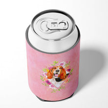 Load image into Gallery viewer, Basset Hound Pink Flowers Can or Bottle Hugger CK4116CC