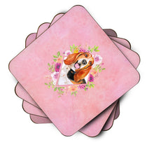 Load image into Gallery viewer, Basset Hound Pink Flowers Coasters - Set of 4 Lightweight Foam, Absorbent Drink Coasters  CK4116FC