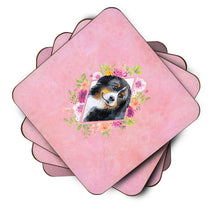 Load image into Gallery viewer, Bernese Mountain Dog Pink Flowers Coasters - Set of 4 Lightweight Foam, Absorbent Drink Coasters  CK4118FC