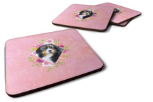 Load image into Gallery viewer, Bernese Mountain Dog Pink Flowers Coasters - Set of 4 Lightweight Foam, Absorbent Drink Coasters  CK4118FC