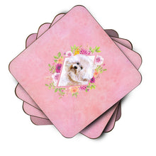 Load image into Gallery viewer, Bichon Fris? #1 Pink Flowers Coasters - Set of 4 Lightweight Foam, Absorbent Drink Coasters  CK4119FC