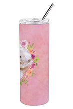 Load image into Gallery viewer, Bichon Frisé #1 Pink Flowers Double Walled Stainless Steel 20 oz Skinny Tumbler CK4119TBL20