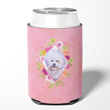 Load image into Gallery viewer, Bichon Fris? #2 Pink Flowers Can or Bottle Hugger CK4120CC