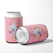 Load image into Gallery viewer, Bichon Fris? #2 Pink Flowers Can or Bottle Hugger CK4120CC