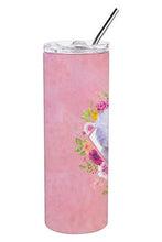 Load image into Gallery viewer, Bichon Frisé #2 Pink Flowers Double Walled Stainless Steel 20 oz Skinny Tumbler CK4120TBL20