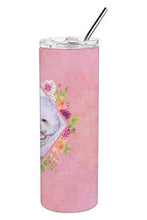 Load image into Gallery viewer, Bichon Frisé #2 Pink Flowers Double Walled Stainless Steel 20 oz Skinny Tumbler CK4120TBL20