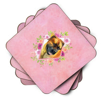 Load image into Gallery viewer, Borboel Mastiff Pink Flowers Coasters - Set of 4 Lightweight Foam, Absorbent Drink Coasters  CK4121FC