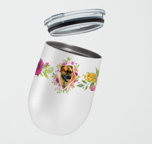 Load image into Gallery viewer, Borboel Mastiff Pink Flowers Stainless Steel 12 oz Stemless Wine Glass CK4121TBL12