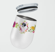 Load image into Gallery viewer, Borzoi Pink Flowers Stainless Steel 12 oz Stemless Wine Glass CK4122TBL12