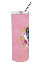 Load image into Gallery viewer, Cane Corso Pink Flowers Double Walled Stainless Steel 20 oz Skinny Tumbler CK4125TBL20