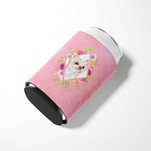 Load image into Gallery viewer, Long Hair Chihuahua Pink Flowers Can or Bottle Hugger CK4127CC